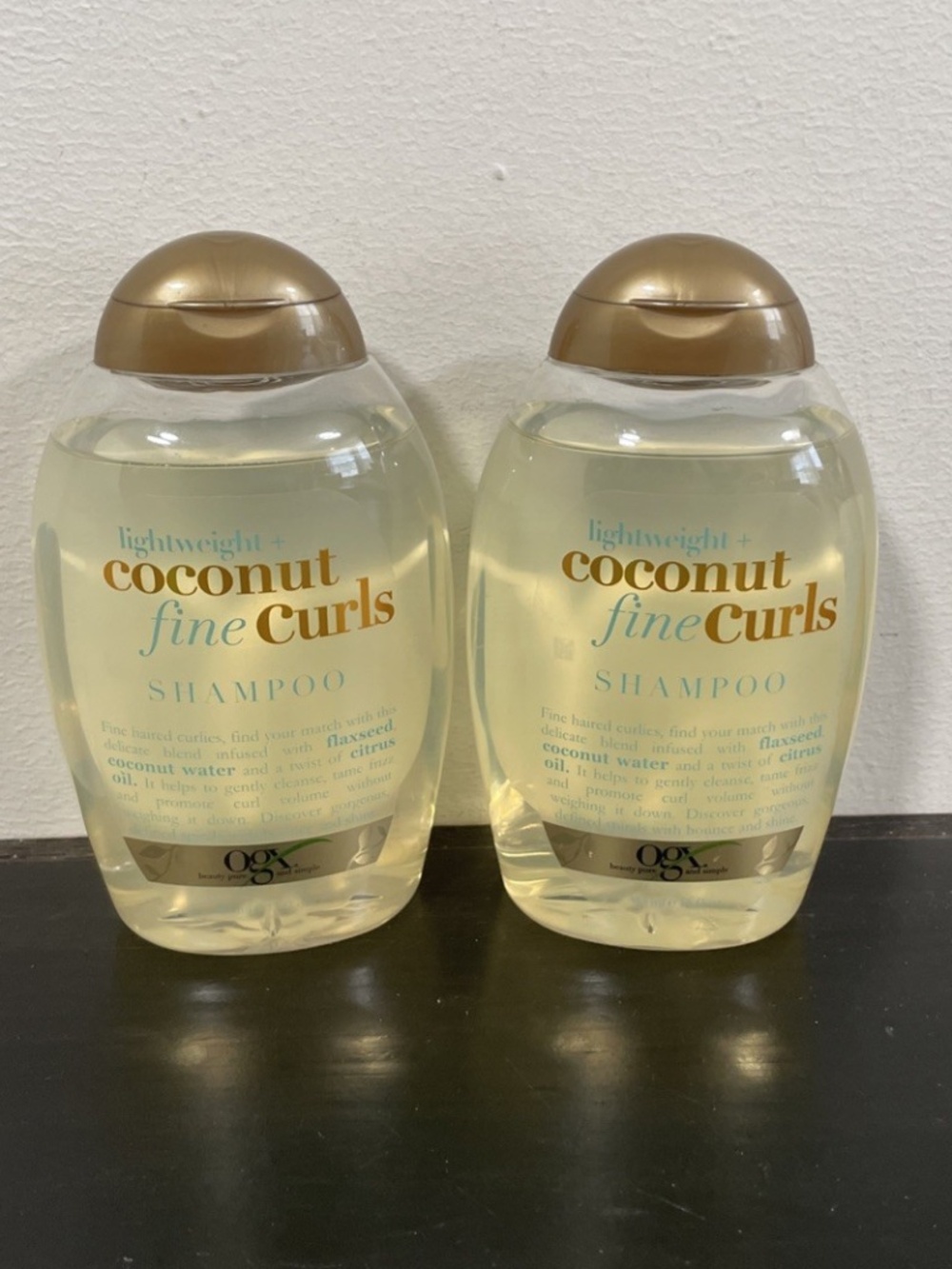 OGX Lightweight + Coconut Fine Curls Shampoo, coconut water 13oz x2